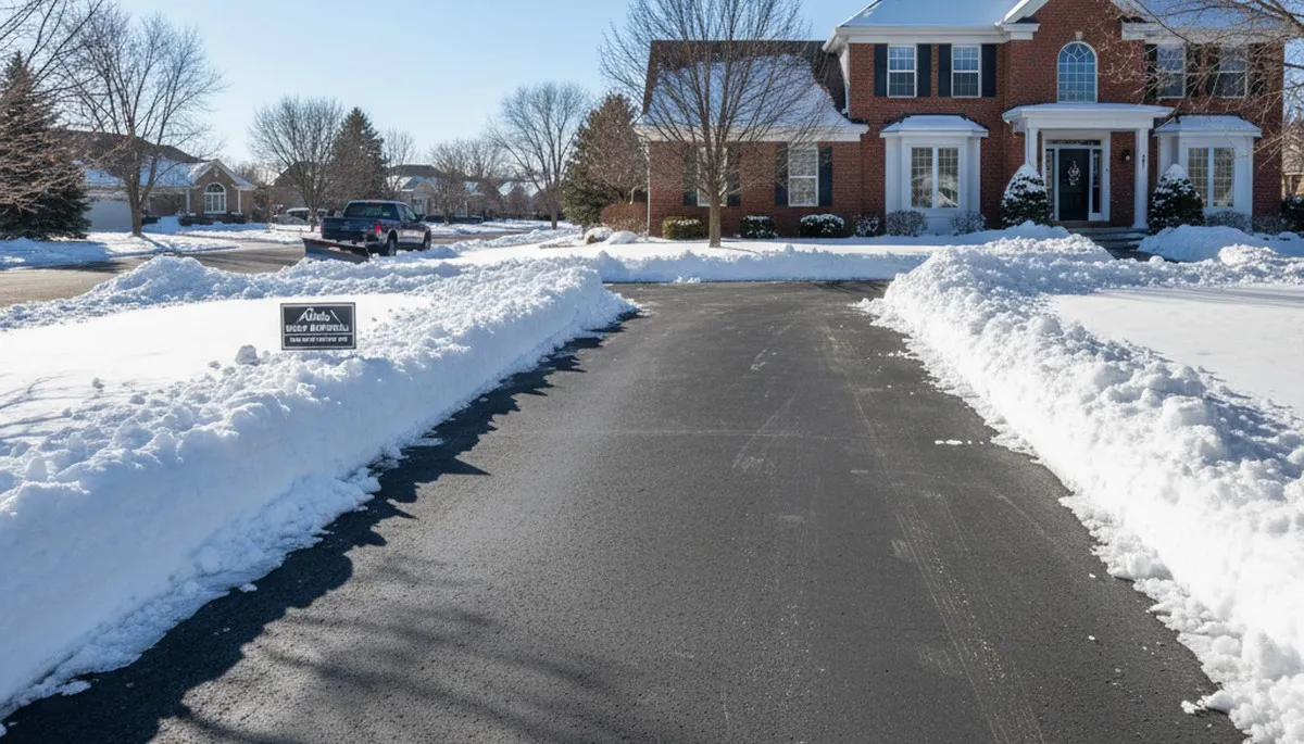 Cleared driveway after professional snow removal by Chop Chop Landscaping in Aurora, CO