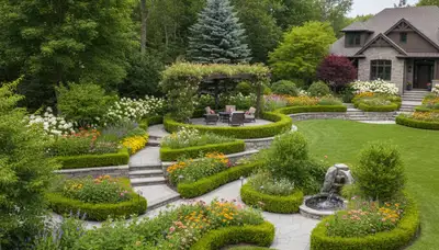 Complete property landscape transformation with plants and stonework by experts in Aurora, CO