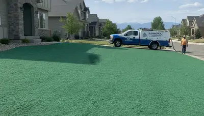Fresh hydroseed lawn application on prepared soil in Aurora, CO by Chop Chop Landscaping