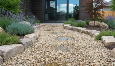 Professional pea gravel garden path installation by landscaping experts in Aurora, CO