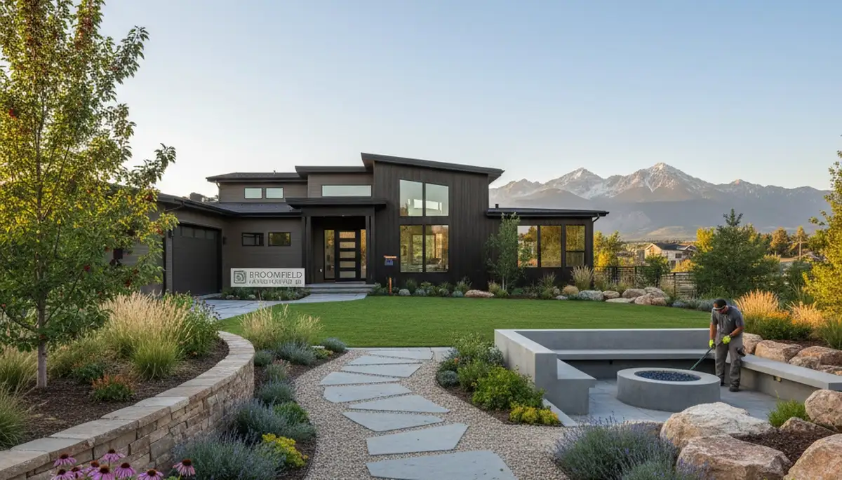 Aurora, CO landscaping crew providing professional yard maintenance and landscape design services