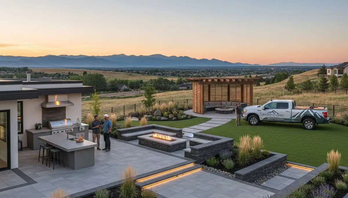 Landscaping crew serving Aurora, CO with professional lawn care and yard maintenance services