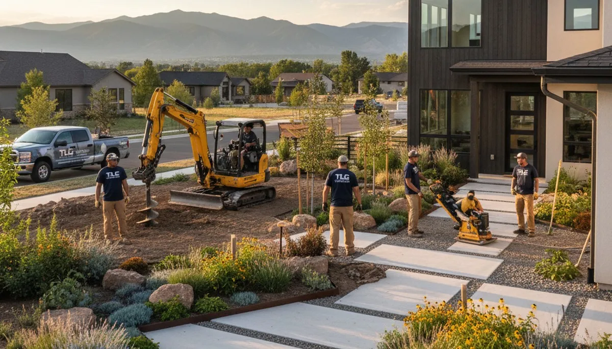 Landscaping crew serving Aurora, CO with professional lawn care and outdoor maintenance services