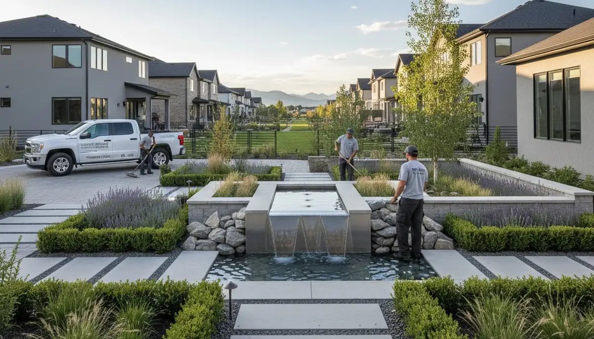 Landscape service team in Aurora, CO providing professional landscaping for residential and commercial properties