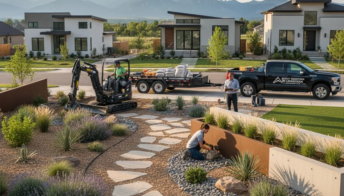 Landscaping team serving Aurora, CO with professional lawn and garden maintenance services