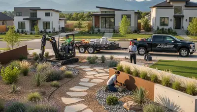 Landscaping team serving Aurora, CO with professional lawn and garden maintenance services