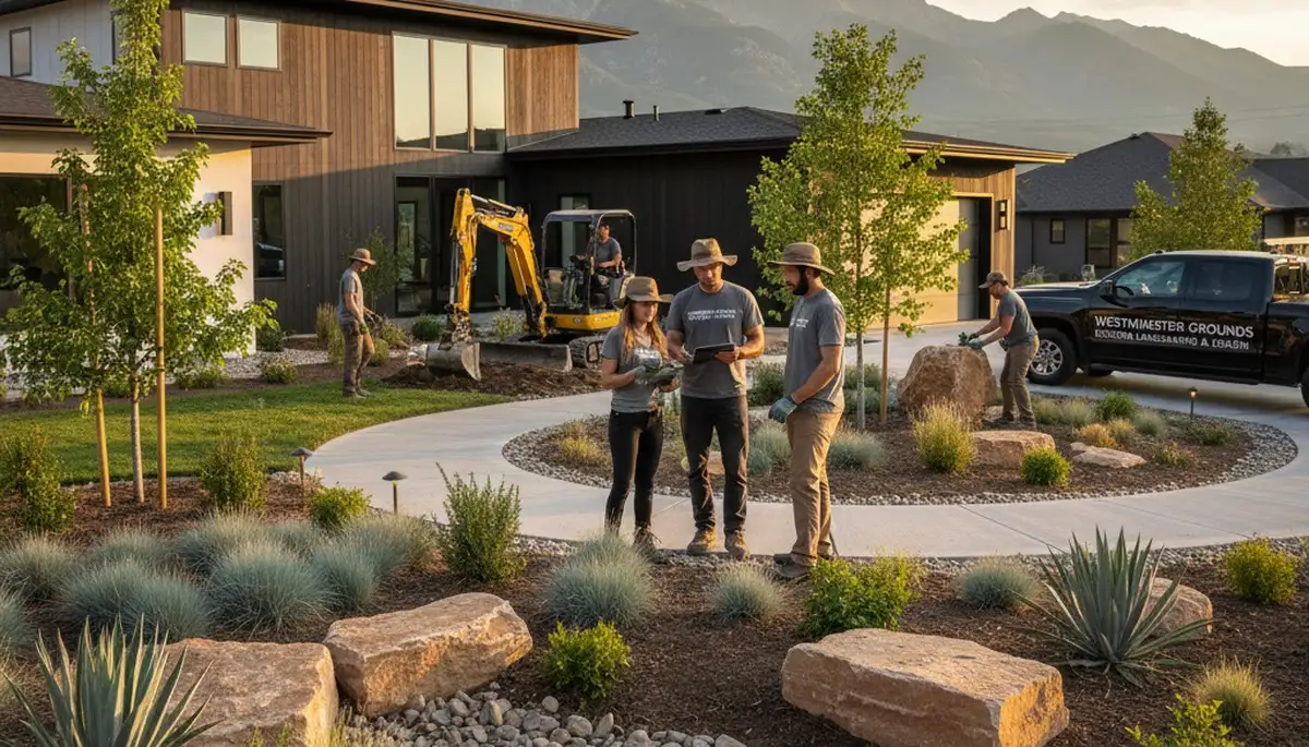 Landscaping crew providing professional yard maintenance in Aurora, CO