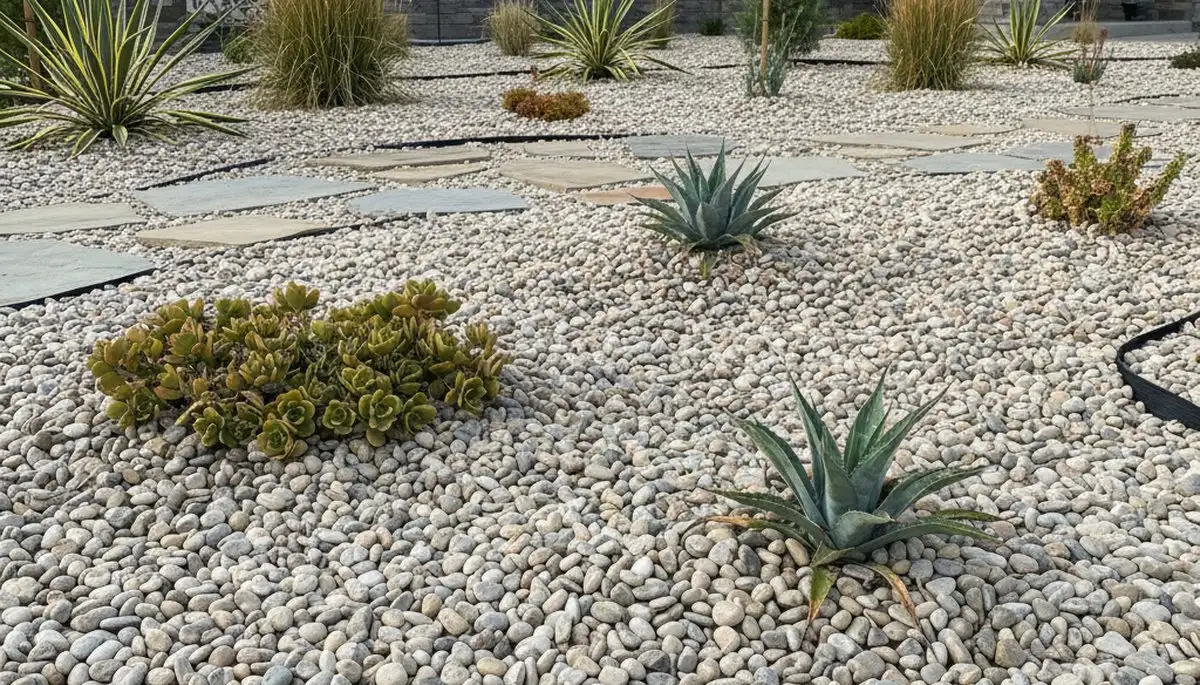 Pea gravel ground cover installation for low-maintenance Aurora, CO landscaping by Chop Chop Landscaping