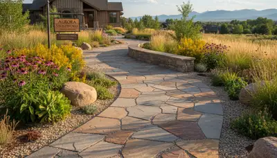Professional stone paver pathway installation by Chop Chop Landscaping in Aurora, CO